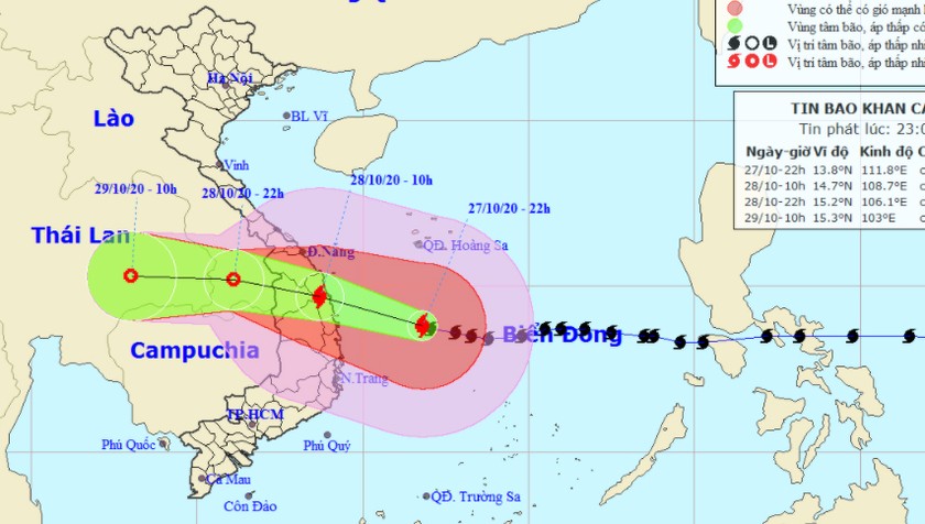 Tin mới nhất về bão số 9: Cách Phú Yên khoảng 280km, ngày 28/10 đổ bộ đất liền với gió giật cấp 15