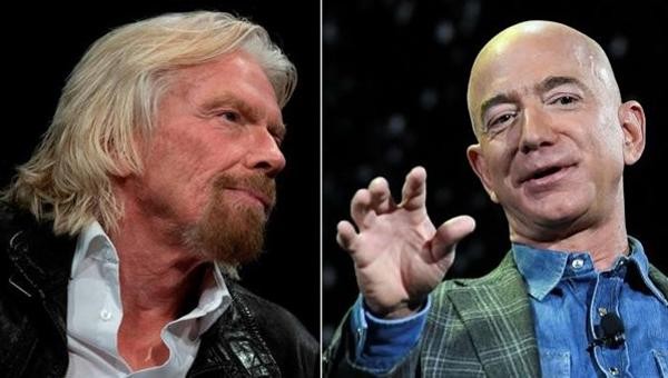 Hai tỷ phú Richard Branson và Jeff Bezos. (Nguồn: AFP/Getty Images)