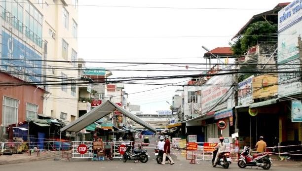 Chợ Đồng Xoài bị phong tỏa từ ngày 8/7 đến nay. Ảnh: Công an tỉnh Bình Phước.