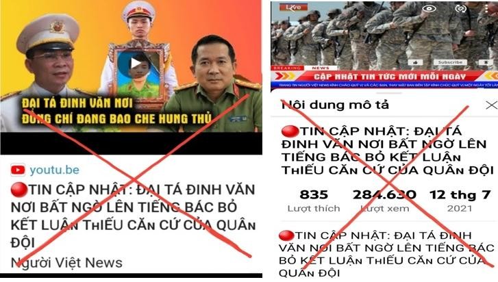 Kênh “Người Việt News” sử dụng hình ảnh trái phép và giả mạo lời phát biểu của Đại tá Đinh Văn Nơi, Giám đốc Công an An Giang.