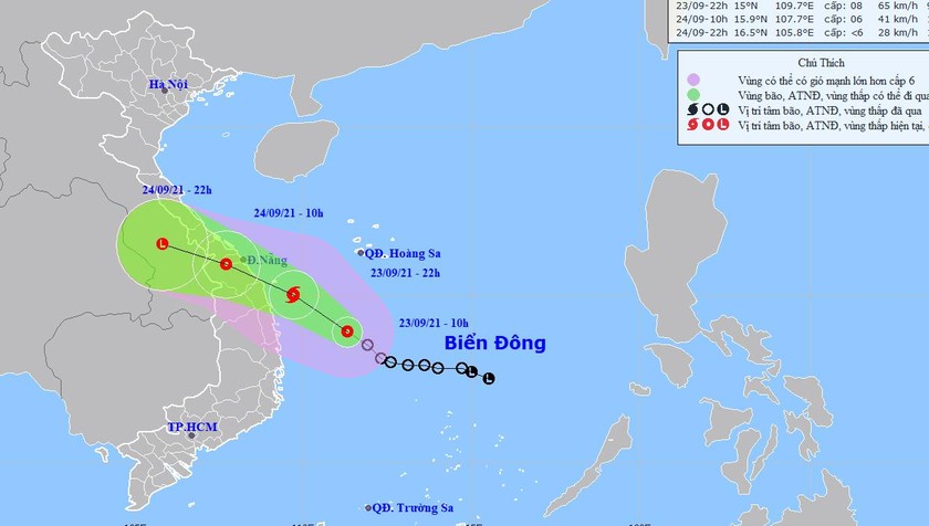 Đêm nay bão đổ bộ vùng biển Đà Nẵng - Bình Định, miền Trung và Tây nguyên mưa lớn