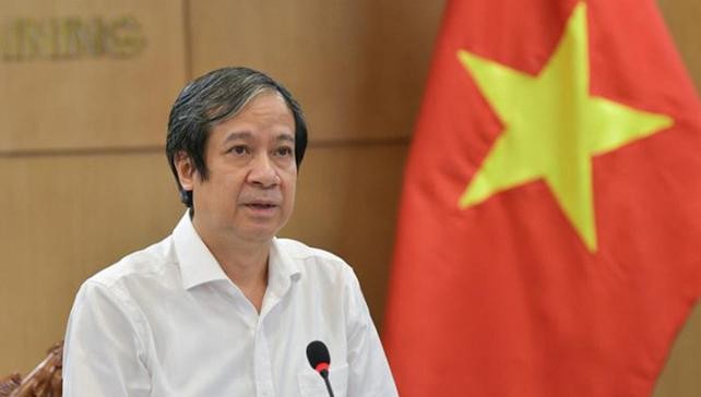 Bộ trưởng Nguyễn Kim Sơn phát biểu trong một hội nghị trực tuyến cuối tháng 8/2021. Ảnh: Cổng thông tin Bộ GD&ĐT.