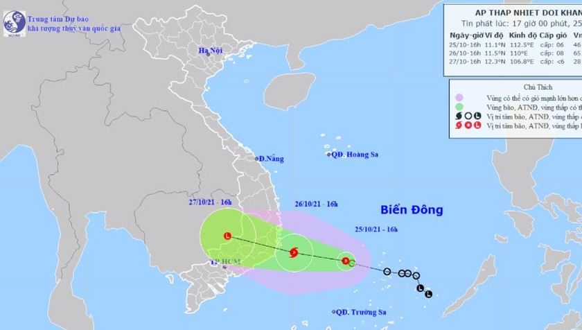 Diễn biến mới áp thấp nhiệt đới, Khánh Hòa-Ninh Thuận cần chủ động phòng chống