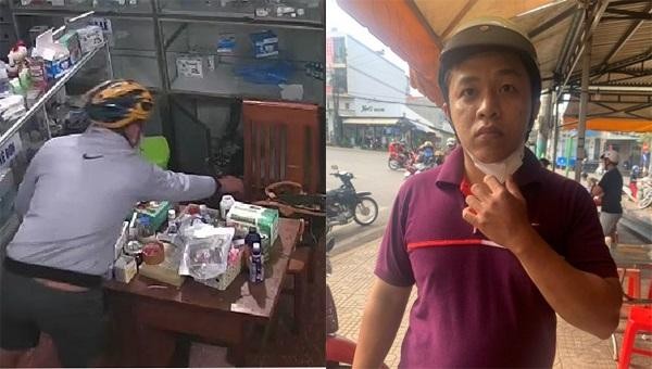 Nguyễn Hải Sơn và hành vi trộm tiền bị camera an ninh ghi lại.