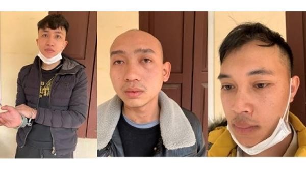 Các đối tượng ( từ trái sang phải) Vũ Văn Lực, Nguyễn Thành Sang và Bùi Thế Quang. Ảnh: Công an tỉnh Bắc Giang.