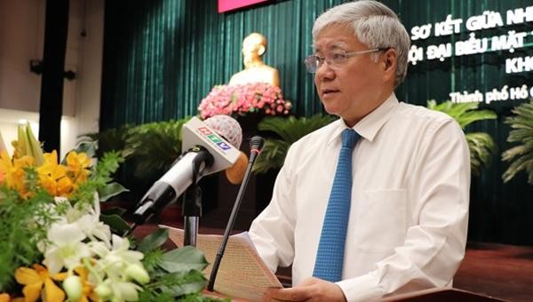 Ông Đỗ Văn Chiến - Bí thư Trung ương Đảng, Chủ tịch Ủy ban Trung ương Mặt trận Tổ quốc (UBTƯ MTTQ) Việt Nam phát biểu tại Hội nghị.