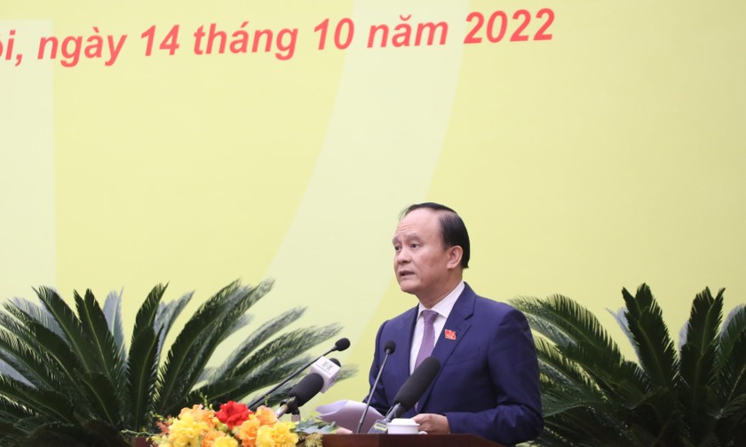 Chủ tịch HĐND TP Hà Nội Nguyễn Ngọc Tuấn phát biểu khai mạc phiên giải trình.