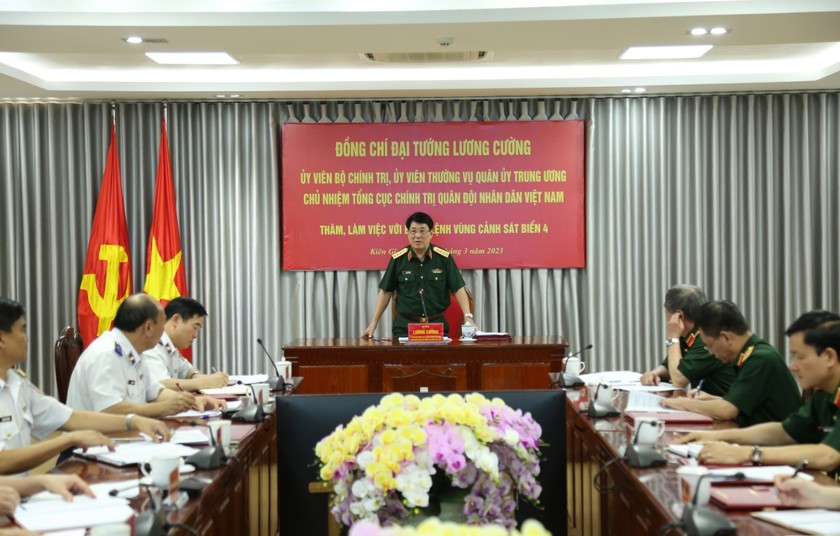 Đại tướng Lương Cường phát biểu tại buổi làm việc.
