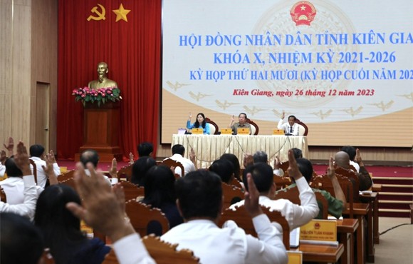Quang cảnh tại kỳ họp thứ 20 của HĐND tỉnh Kiên Giang. (Ảnh: Khánh Thuỳ)