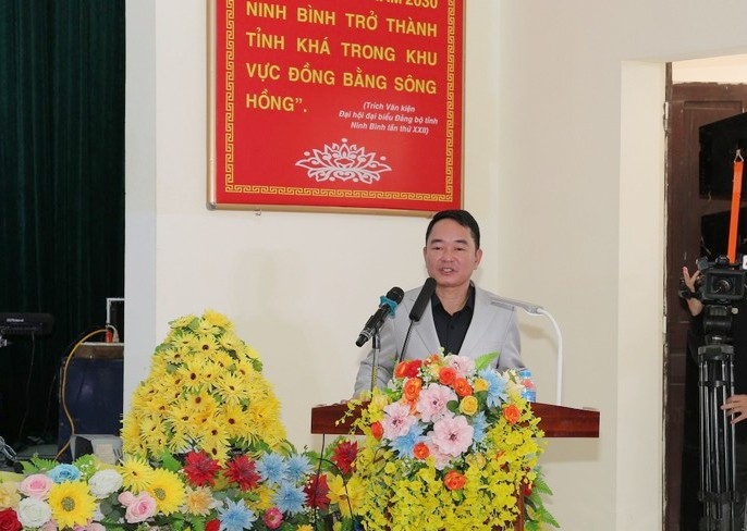 TS Vũ Hoài Nam - Bí thư Đảng ủy, Tổng Biên tập Báo Pháp luật Việt Nam phát biểu tại buổi lễ.