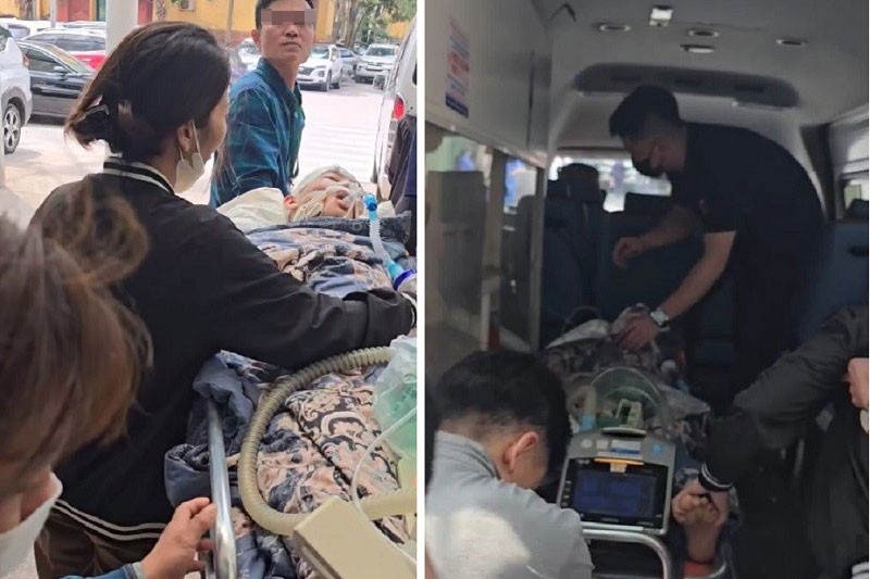 Gia đình đưa nạn nhân về điều trị tại bệnh viện ở Phú Thọ.
