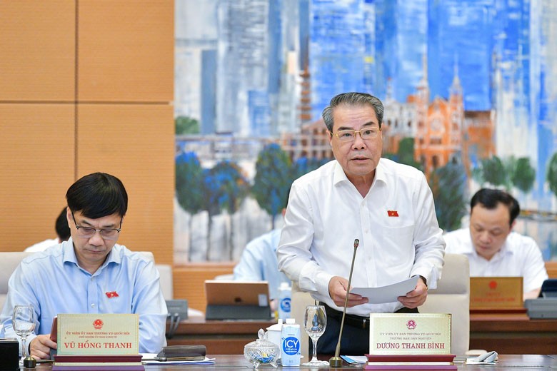 Trưởng Ban Dân nguyện Dương Thanh Bình trình bày báo cáo tại phiên họp.