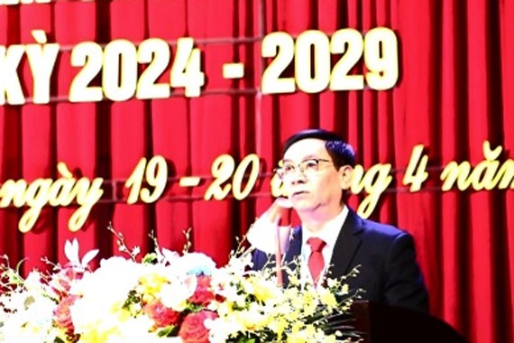 Tân Chủ tịch Ủy ban MTTQ TP Hạ Long Bùi Đức Đoàn, nhiệm kỳ 2024-2029, phát biểu tại Đại hội.