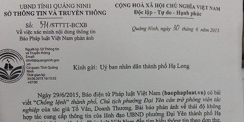 UBND tỉnh Quảng Ninh đề nghị làm rõ vụ Chủ tịch phường cản trở phóng viên