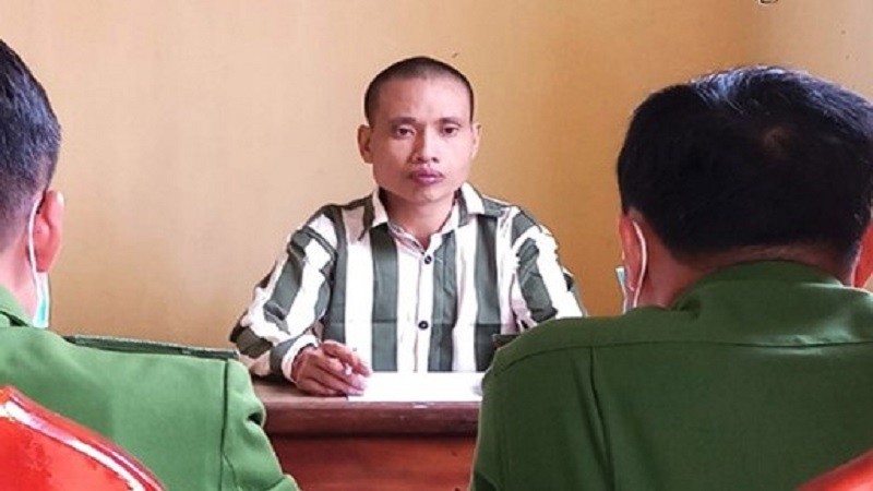 Phạm nhân Nguyễn Văn Võ tại cơ quan công an.