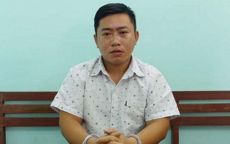 Điền Hòa Sinh bị cơ quan Công an bắt giữ. (Ảnh: CA Ninh Thuận)
