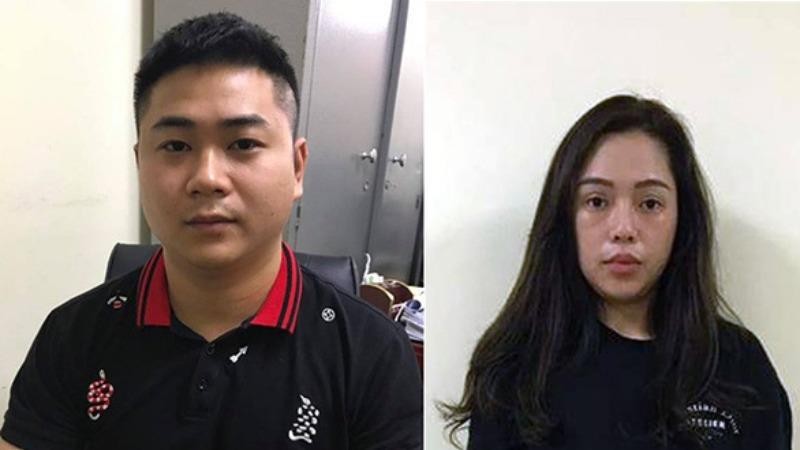 Hai đối tượng cầm đầu đường dây đánh bạc Nguyễn Đức Mạnh và Nguyễn Thị Hương Ly tại cơ quan Công an