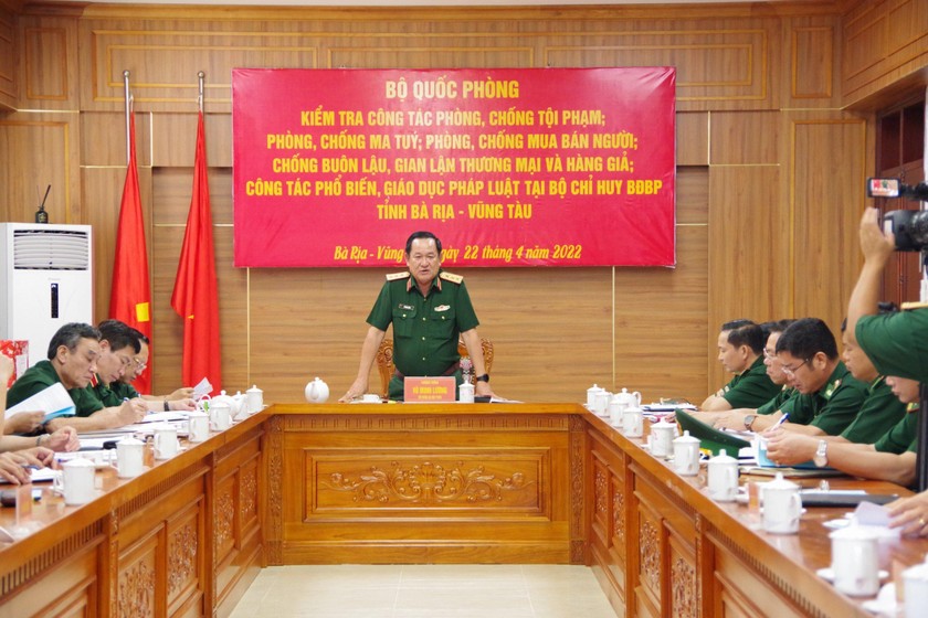 Thượng tướng Võ Minh Lương, Thứ trưởng Bộ Quốc phòng, Trưởng Ban chỉ đạo 1389 Bộ Quốc phòng phát biểu kết luận buổi làm việc