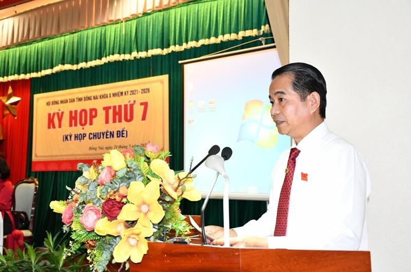 Chủ tịch HĐND tỉnh Đồng Nai Thái Bảo phát biểu tại kỳ họp