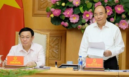 Thủ tướng Nguyễn Xuân Phúc phát biểu tại cuộc họp Hội đồng tư vấn chính sách tiền tệ quốc gia.