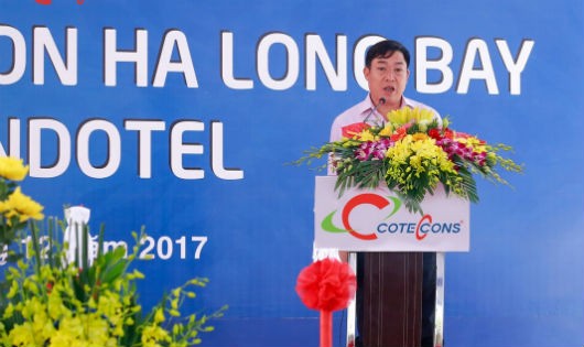 Ông Trương Thành Long, Chủ tịch HĐQT TCty Trí Đức phát biểu trong lễ khởi công Dự án DoubleTree by Hilton Halong bay Hotel
