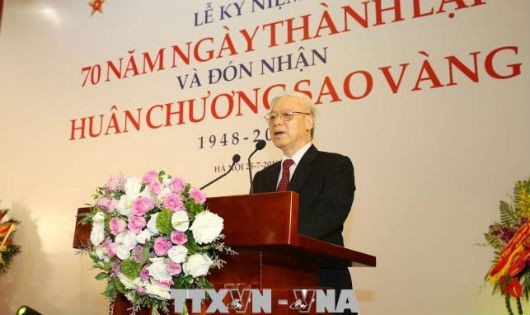 Tổng Bí thư Nguyễn Phú Trọng phát biểu chỉ đạo tại Lễ kỷ niệm. Ảnh: TTXVN