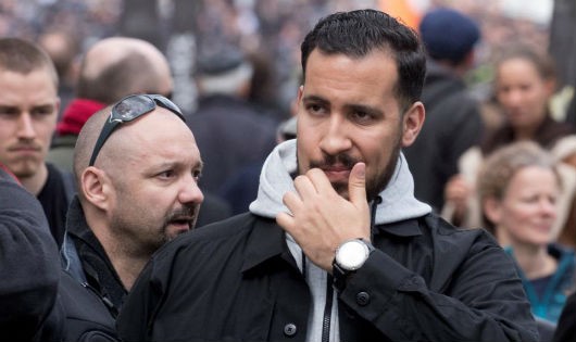 Alexandre Benalla trong cuộc tuần hành ngày 1/5/2018 ở Paris.
