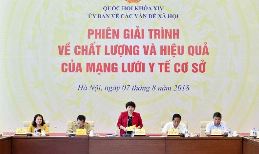 Chủ nhiệm Ủy ban về các vấn đề xã hội của Quốc hội- bà Nguyễn Thúy Anh phát biểu tại phiên giải trình