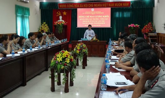 Quyền Tổng cục trưởng Mai Lương Khôi phát biểu tại buổi làm việc