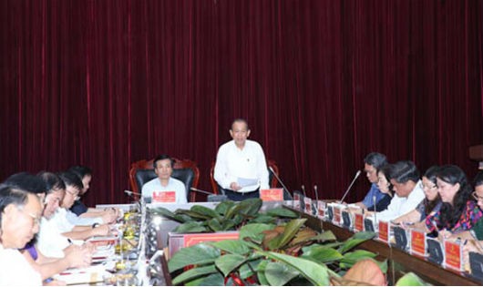 Phó Thủ tướng làm việc với lãnh đạo chủ chốt tỉnh Điện Biên. Ảnh: VGP/Lê Sơn
