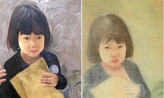 Bức tranh lụa chân dung bé gái tại nhà đấu giá Chọn tháng 7 vừa qua bị họa sĩ Nguyễn Văn Đông tố là tranh chép lại từ tác phẩm của anh. 