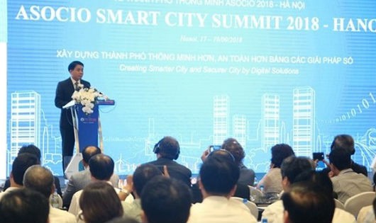 Chủ tịch UBND TP Hà Nội Nguyễn Đức Chung phát biểu khai mạc Hội nghị ASOCIO 2018 - Hà Nội