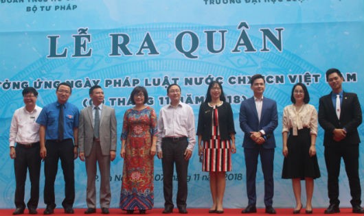 Lễ ra quân hưởng ứng Ngày Pháp luật Việt Nam - 9/11/2018 do Đoàn TNCS Bộ Tư pháp và Đoàn Trường ĐH Luật Hà Nội tổ chức.
