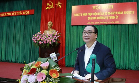 Bí thư Thành ủy Hà Nội Hoàng Trung Hải phát biểu kết luận Hội nghị 