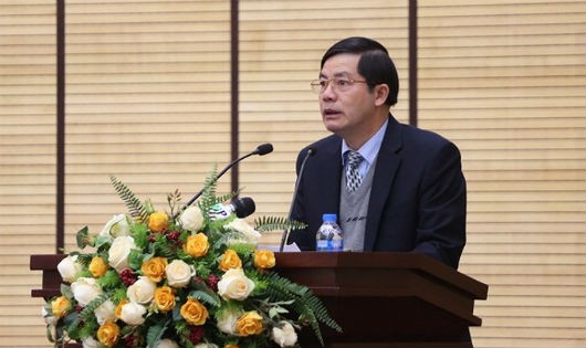 Giám đốc Sở Nội vụ Hà Nội Trần Huy Sáng phát biểu tại hội nghị
