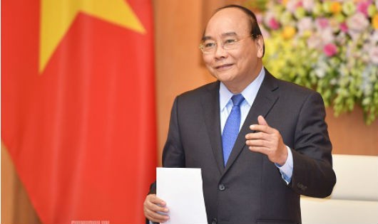 Thủ tướng Nguyễn Xuân Phúc phát biểu tại cuộc gặp. Ảnh: VGP