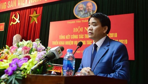 Chủ tịch UBND TP Hà Nội Nguyễn Đức Chung phát biểu chỉ đạo tại hội nghị