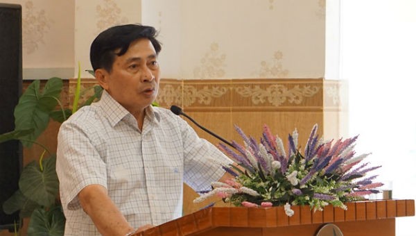 Đại tá Nguyễn Văn Nhiều phát biểu tại cuộc họp
