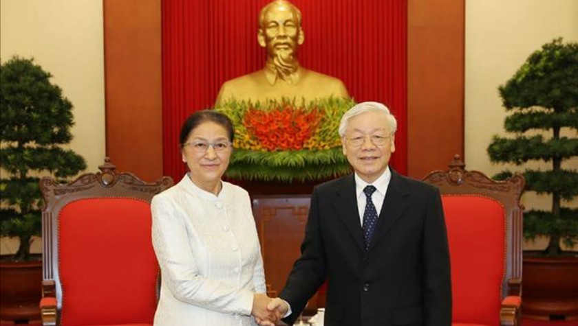 Tổng Bí thư, Chủ tịch nước Nguyễn Phú Trọng tiếp Chủ tịch Quốc hội Lào Pany Yathotou