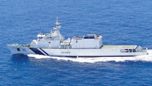 Tàu tuần tra ICGS Vijit hoạt động trên biển năm 2017