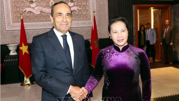 Chủ tịch Hạ viện Maroc Habib El Malki đón Chủ tịch Quốc hội Nguyễn Thị Kim Ngân