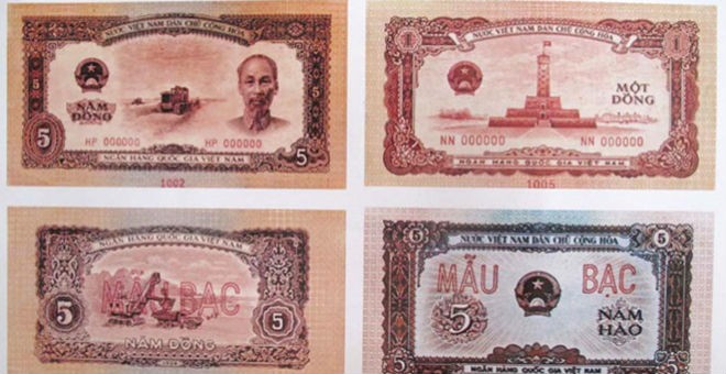 Một số mẫu tiền giấy do họa sĩ Bùi Trang Chước sáng tác