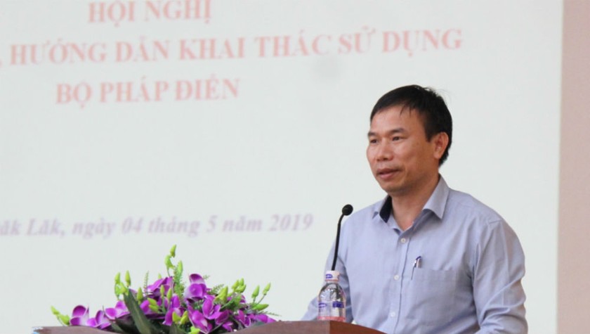 Ông Đồng Ngọc Ba – Cục trưởng Cục KTVBQPPL phát biểu tại Hội nghị