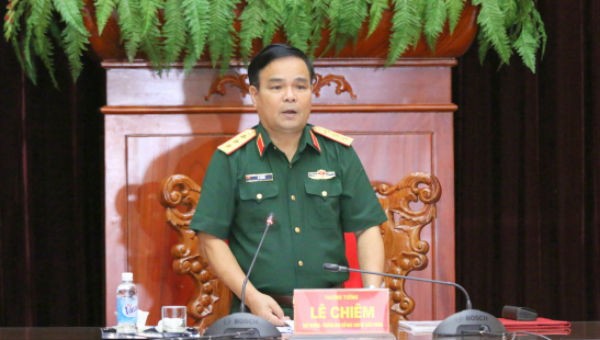 Thượng tướng Lê Chiêm phát biểu tại buổi kiểm tra