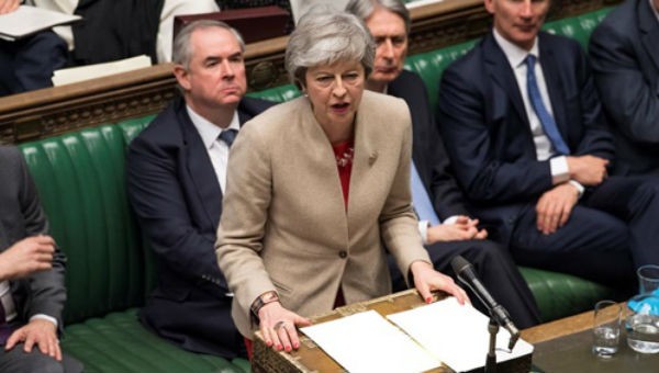 Thủ tướng Anh Theresa May phát biểu trước hạ viện ngày 29/3. Ảnh VnExpress