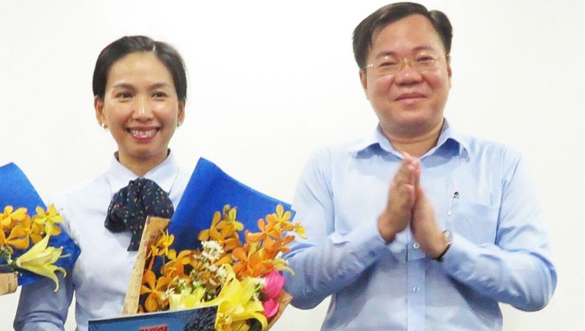 Bà Hồ Thị Thanh Phúc (trái) và ông Tề Trí Dũng hồi năm 2017. Ảnh: Sadeco