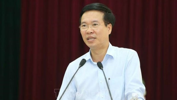 Ông Võ Văn Thưởng, Ủy viên Bộ Chính trị, Trưởng ban Tuyên giáo Trung ương phát biểu tại hội nghị