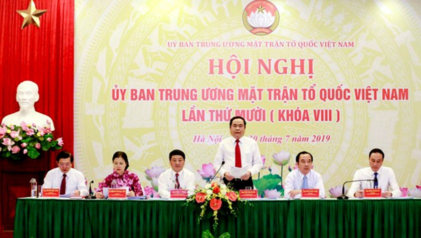  Chủ tịch UBTW MTTQ Việt Nam Trần Thanh Mẫn phát biểu tại Hội nghị.