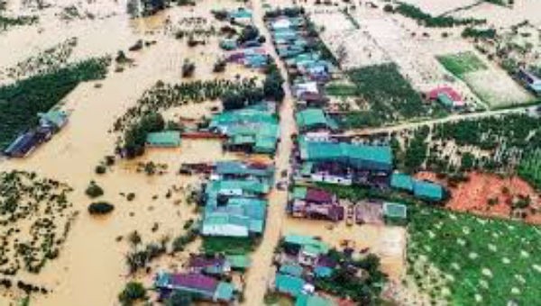 TP Bảo Lộc (Lâm Đồng) ngập nặng trong đợt mưa lũ vừa qua.