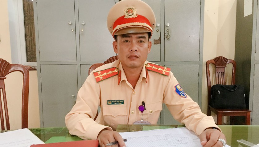 Đại úy Nguyễn Thiện Dương, chiến sỹ CSGT Công an huyện Gia Lộc.